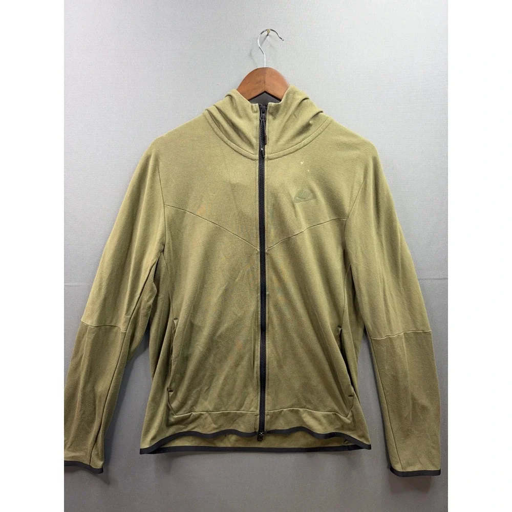 Nike Tech Fleece Tracksuit Mens Olive Green Full Zip Hoodie Joggers Set‎ M